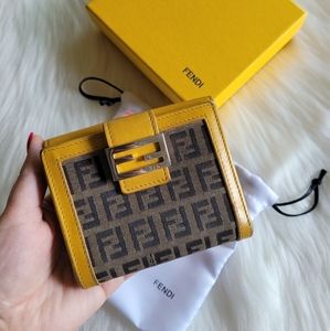 Fendi Zucca Yellow Leather Bifold Monogram Wallet